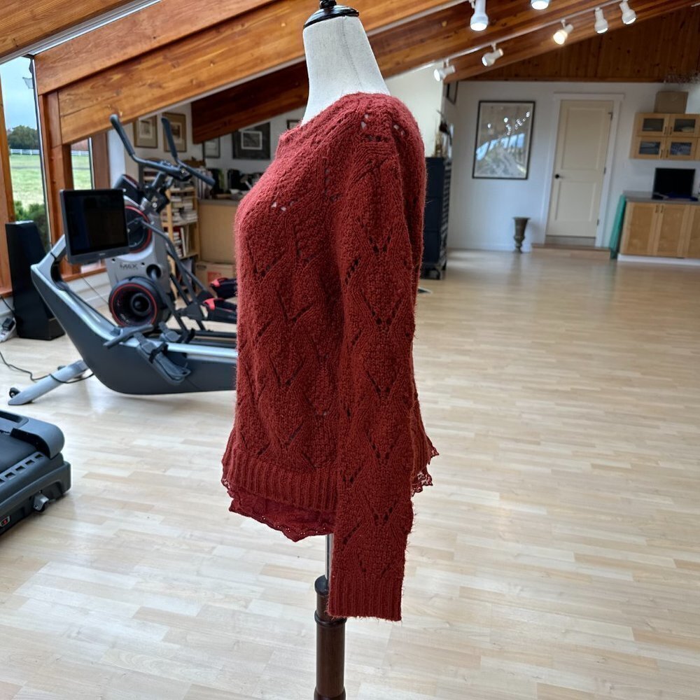 Layered Sweater With Button Up Back. Rust Color S… - image 5